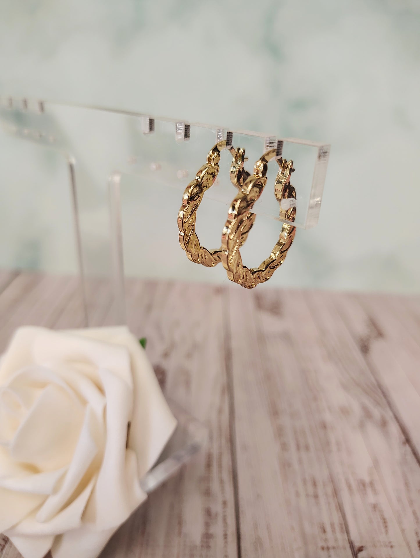 Vintage Flat Hoop Earrings  #H-11