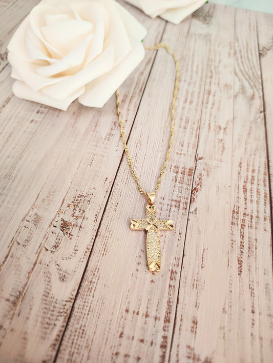 Twisted Chain with Cross Pendant #N21